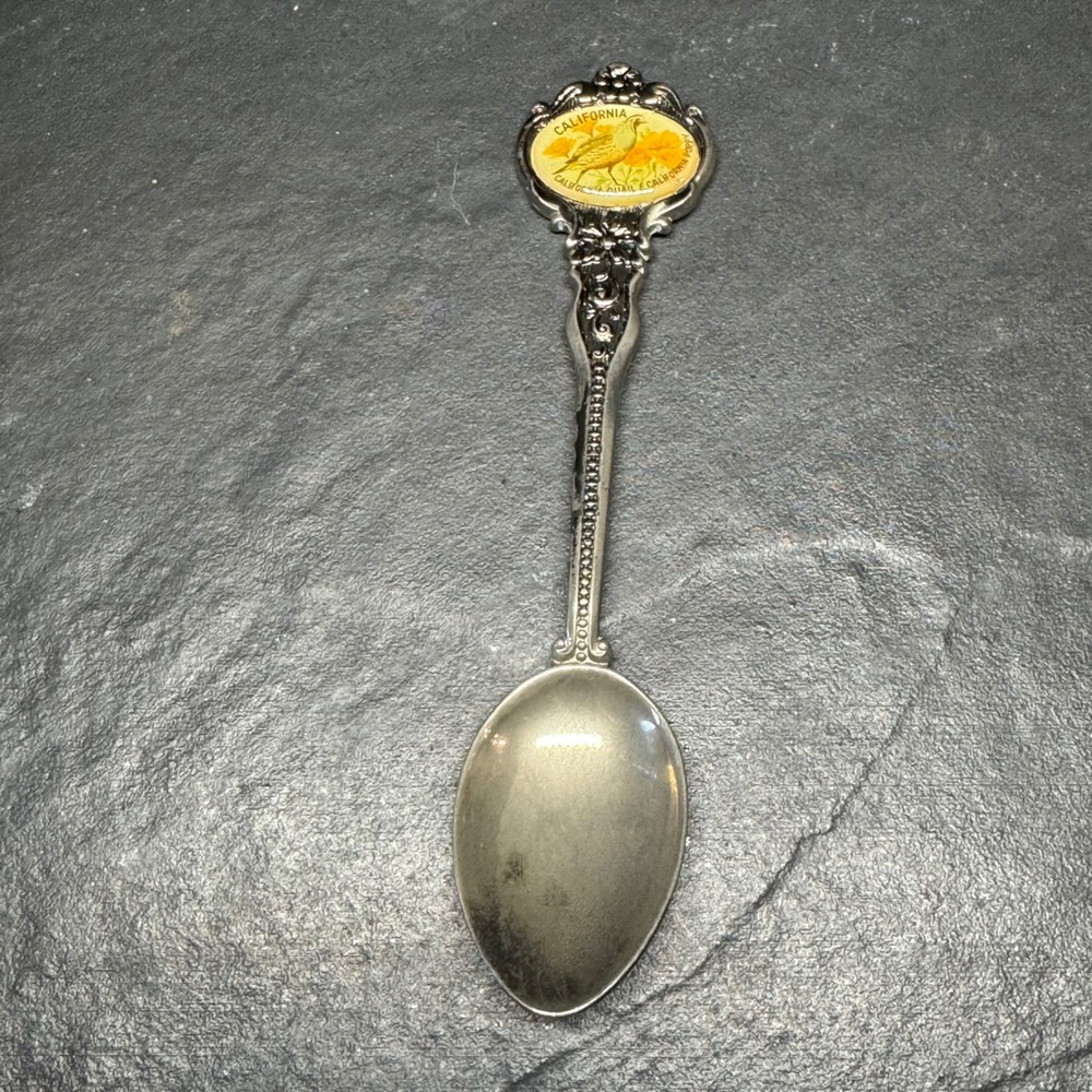 Vintage Celest Silver Plated California Quail Poppy Souvenir Spoon Australia